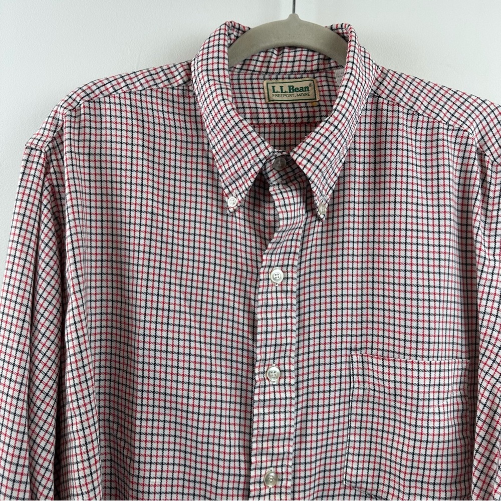 Vintage LL Bean Buttondown Shirt XL Red Black Plaid